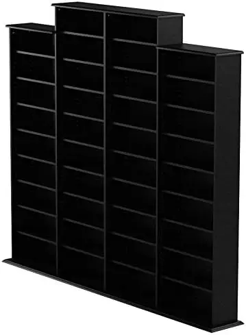 خزانة تخزين الوسائط ذات 4 أعمدة، بعرض 73.5 بوصة، باللون الأسود