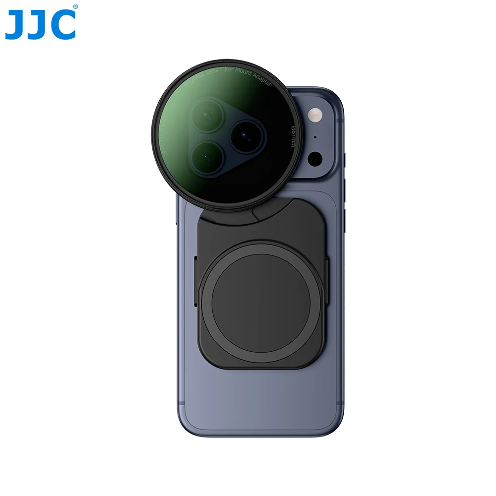 Adaptador Magnético JJC para Lentes de Celular 67mm para iPhone 17 Pro Max 17 16 15 14 com Cold Shoe e Rosca 1/4 para Tripé de Microfone