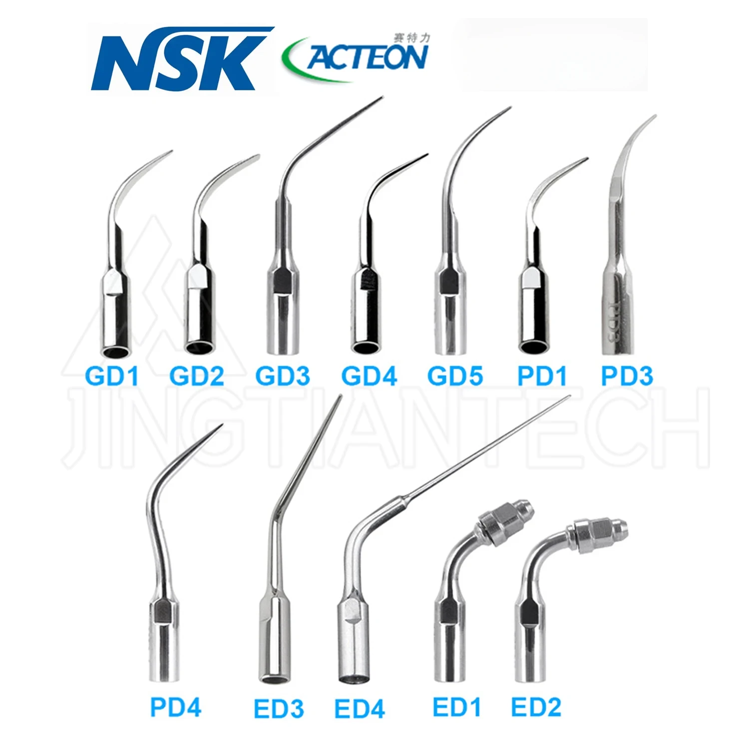 5pcs/box GD1 GD2 GD3 GD4 GD5 DE1 ED2 ED3 PD1 PD3 PD4 SATELEC NSK DTE stainless steel dental ultrasonic scaler head original