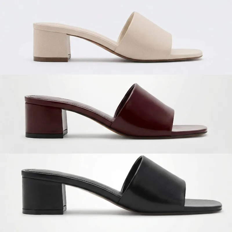 

Дизайнерские женские шлепанцы на толстом каблуке, модные открытые сандалии, новинка 2026 года, летние уличные туфли для отпуска, лаконичный дизайн