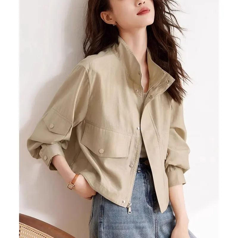 Women's Spring Fashion Simplicity Solid Color Square Collar Long Sleeve Coat Women Clothes Elegant All-match Temperament Tops