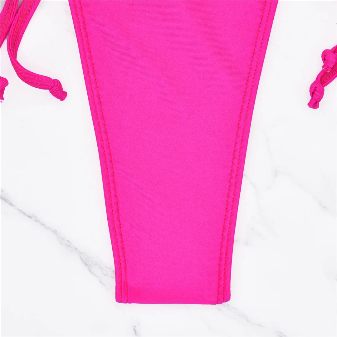 S - XL Neckholder-Bikini mit Rüschen und Raffungen, zweiteiliger Bikini-Set für Damen, Badeanzug, Badebekleidung, Badehose, Modell V6143 – Detail 12