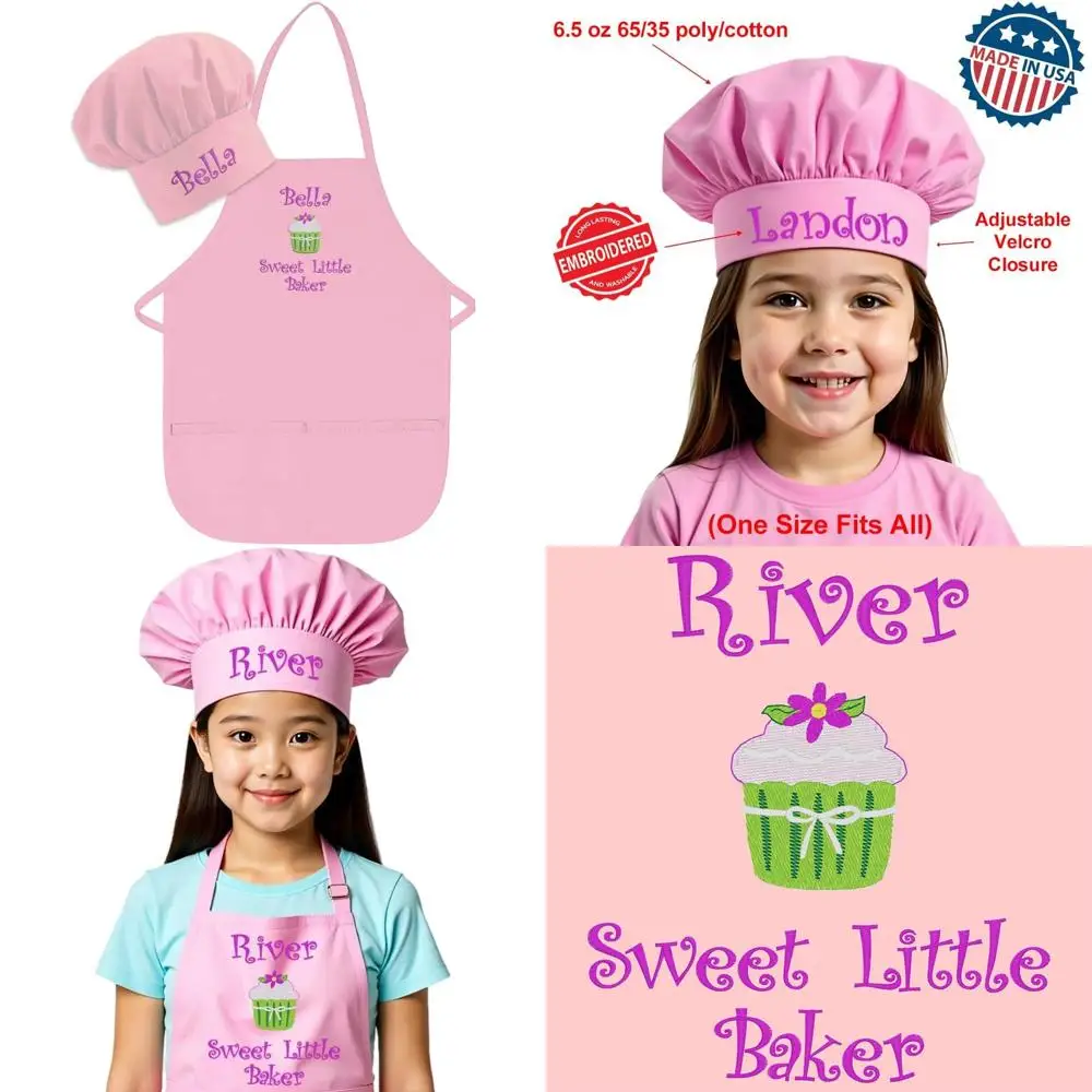 

Custom Embroidered Premium Child Apron & Chef Hat Set for Boys & Girls Cooking Fun