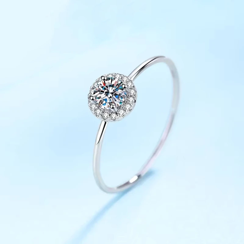 غرامة مجوهرات PT950 البلاتين رقيقة خواتم للنساء المشاركة 0.3ct D اللون مويسانيتي الماس فتاة العصابات الزفاف هدية عيد ميلاد #2