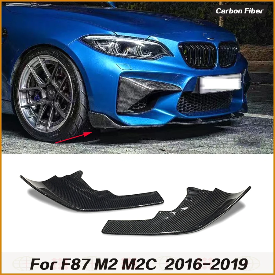 Real Carbon Fiber Car Front Bumper Lip Splitter Side Cover For BMW F87 M2 M2C Air Vent Kit Spoiler Lip Corner Guard Trim FRP