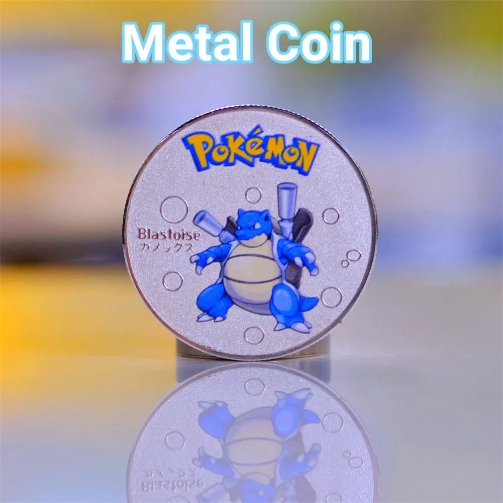 Pokemon Coine Metal Pokémon Coins Silver Charizard Vmax Anime Commemorative Coin Mewtwo Pikachu Golden Iron Cards Games Kid Toys