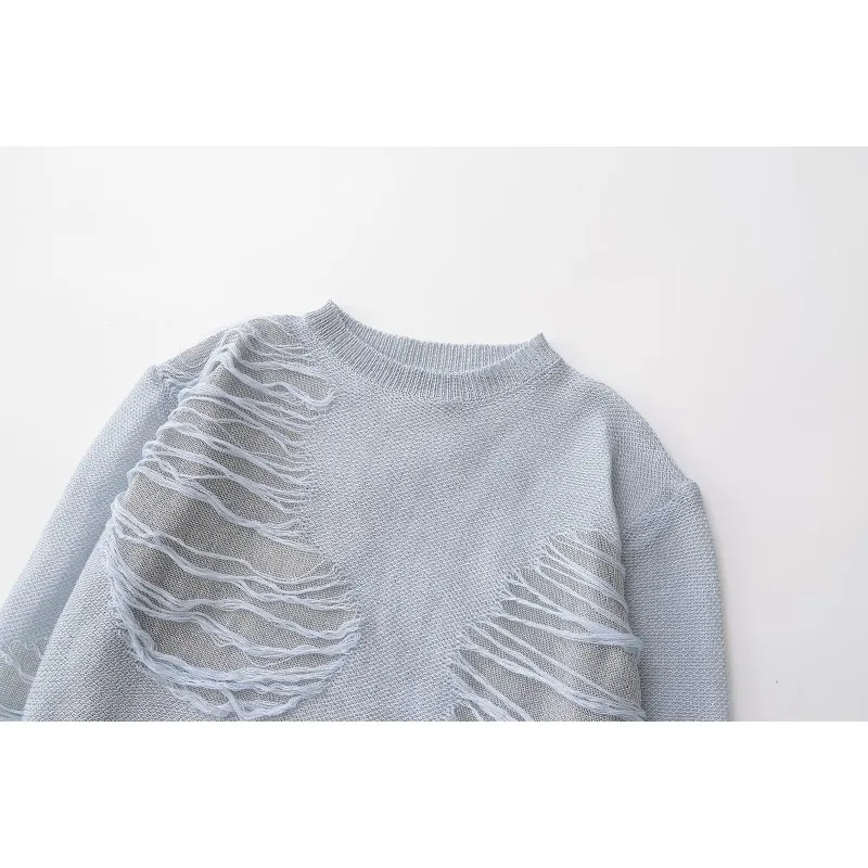 TRAF ZR O-neck Pullovers Y2k Tops Woman 2024 Jumper Resort Top Women\'s Sweater Long Sleeve New Knitwear Vintage Blouse Jerseys