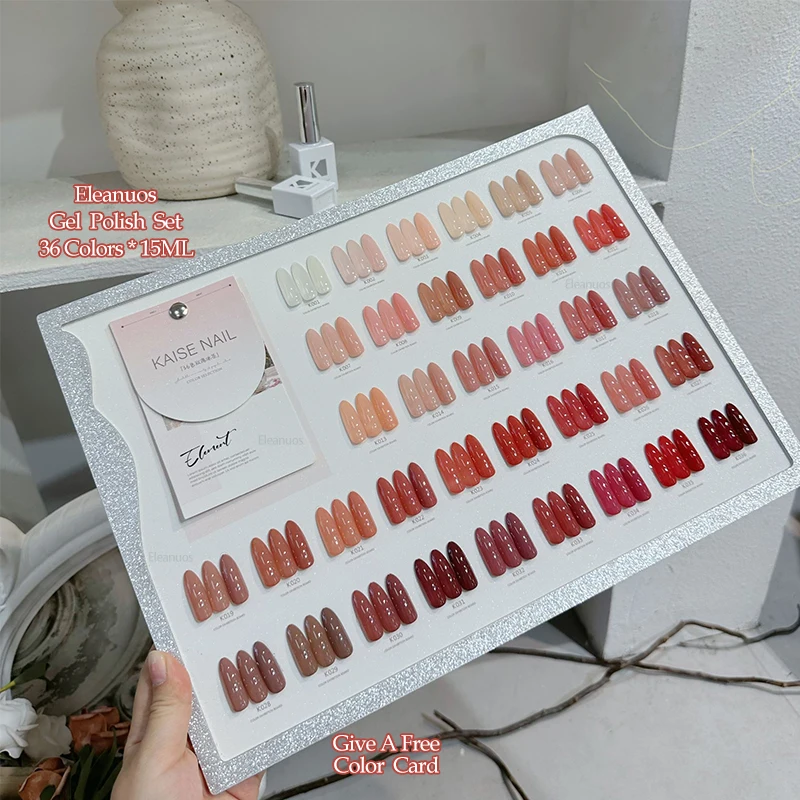 Eleanuos glace thé gel polissage 36 pièces mixte Clearcoat couleur Transparent rose Semi Permanent apprêt UV LED Salon de manucure gelée nue