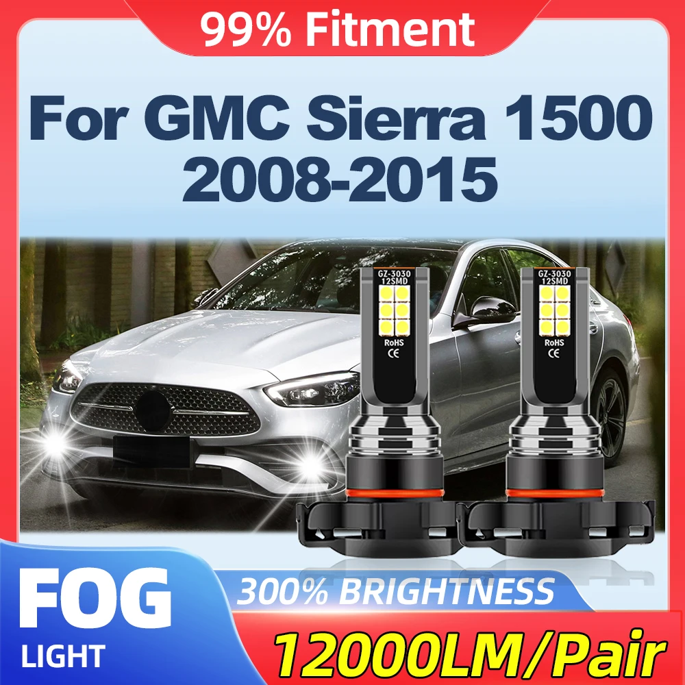 12000LM LED Fog Lights Bulbs 100W Fanless Wireless Auto Lamps 12V For GMC Sierra 1500 2008 2009 2010 2011 2012 2013 2014 2015