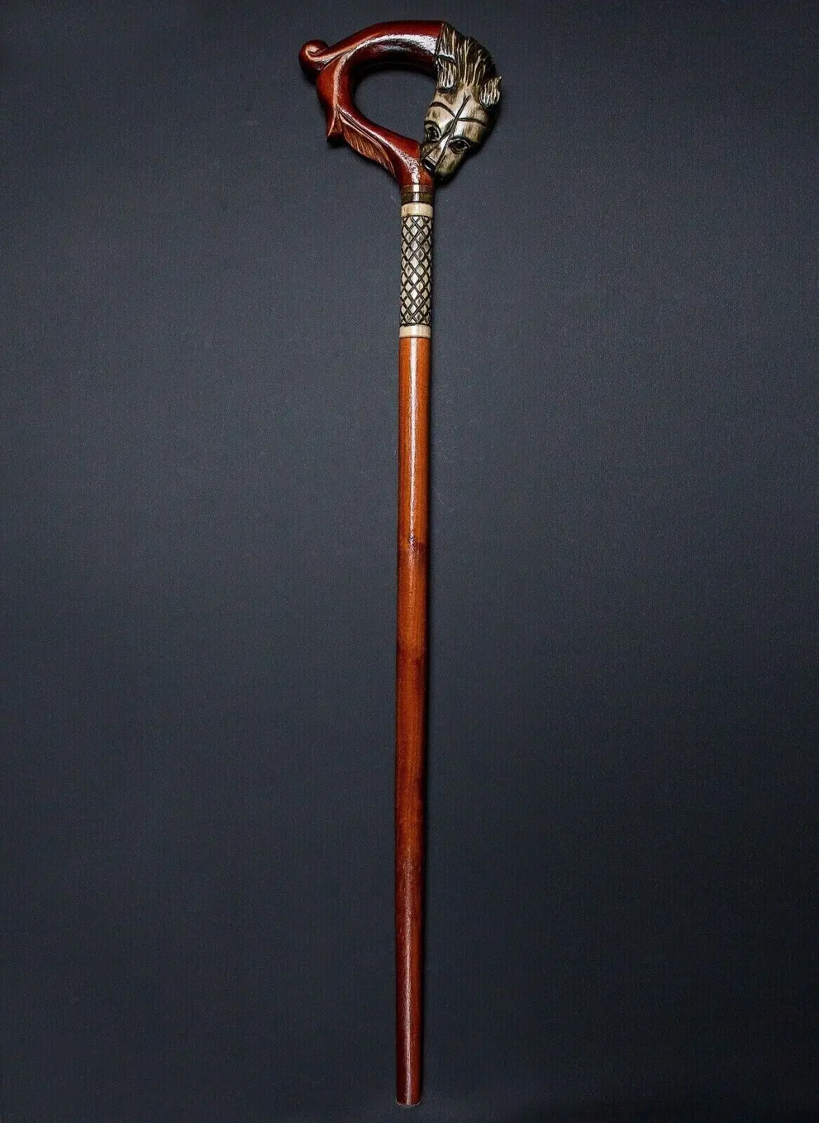 Vintage Wooden Walking Stick Handmade Cane Wooden Carved