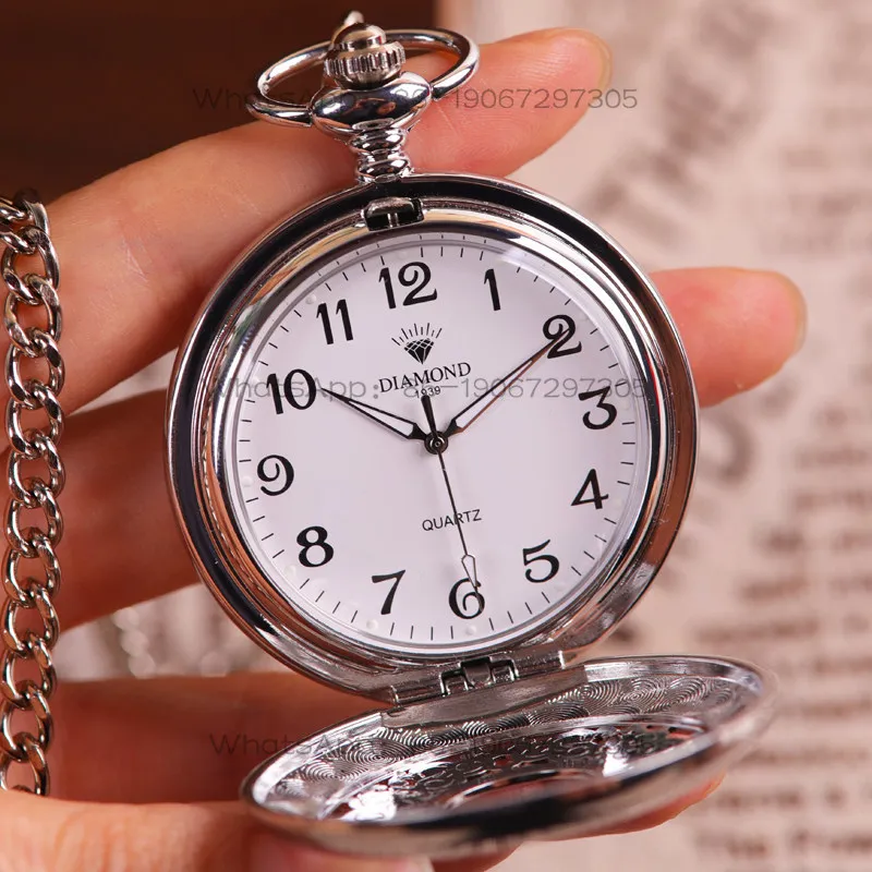 

Shanghai diamond pocket watch men's quartz watch student luminous retro flip in the elderly nurse pendant watch