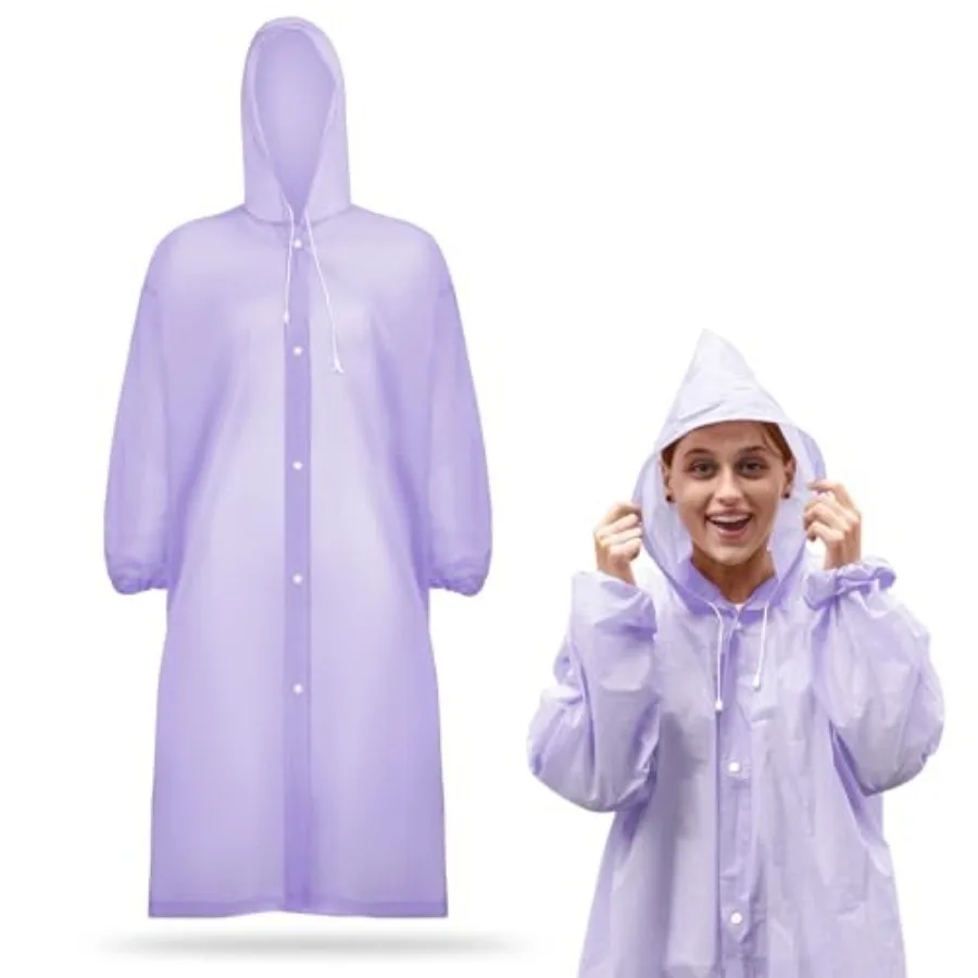 

Rain Ponchos for Adults Reusable Rain Coats with Hood and Drawstring Thicken Ponchos Waterproof for Women