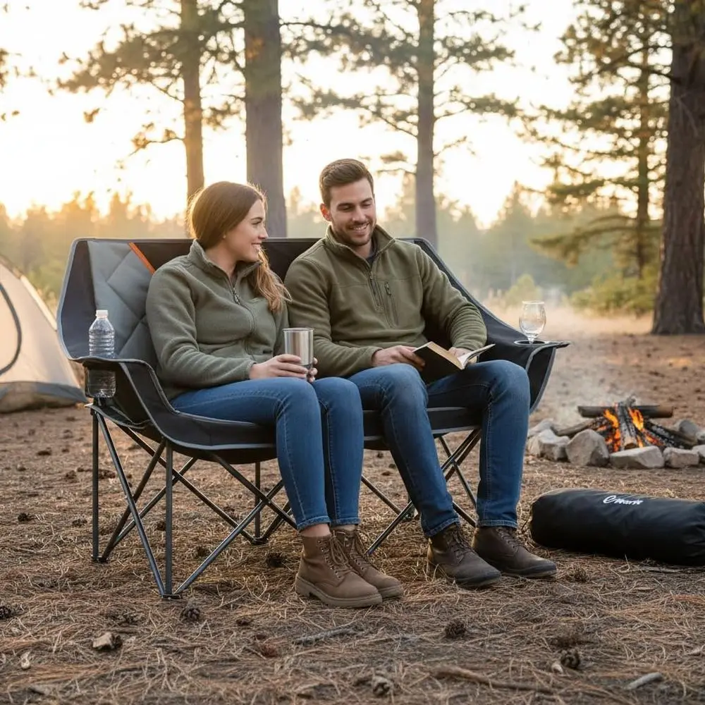 Sedia da campeggio oversize con capacità di 650 libbre - Divanetto da campeggio pieghevole per carichi pesanti con sedile profondo e tessuto resistente agli strappi, P