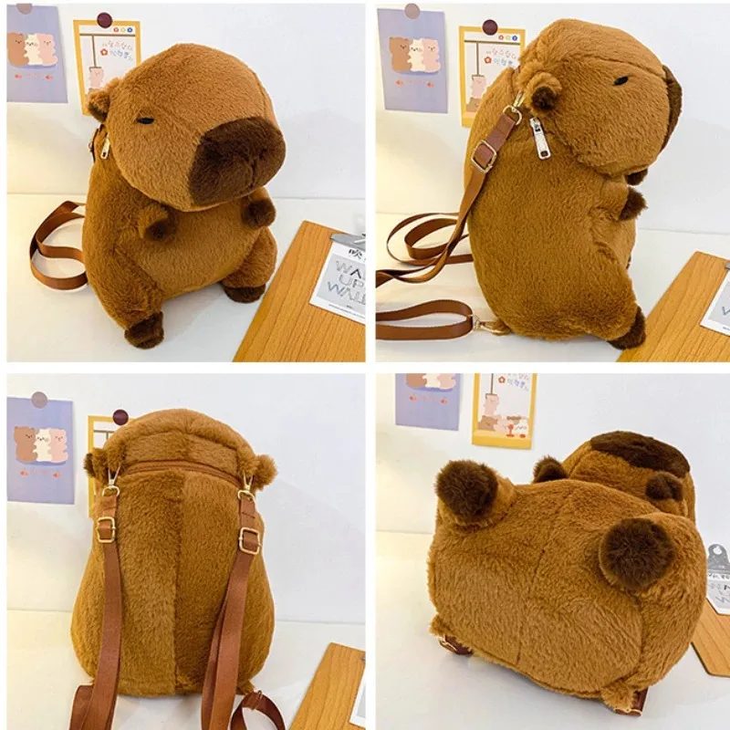 Capybara Plush Backpack Kawaii Fashion Plushie Doll Fur Bag Children\'s Bag Shoulder Bag Mini Knapsack Bags Gifts For Girlfriend