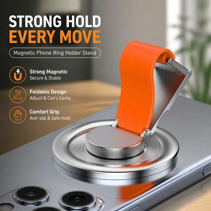 

New Magnetic Finger Ring Bracket Foldable Desktop Support Portable Anti-drop Wristband Design Universal Strong Magnetic Suction