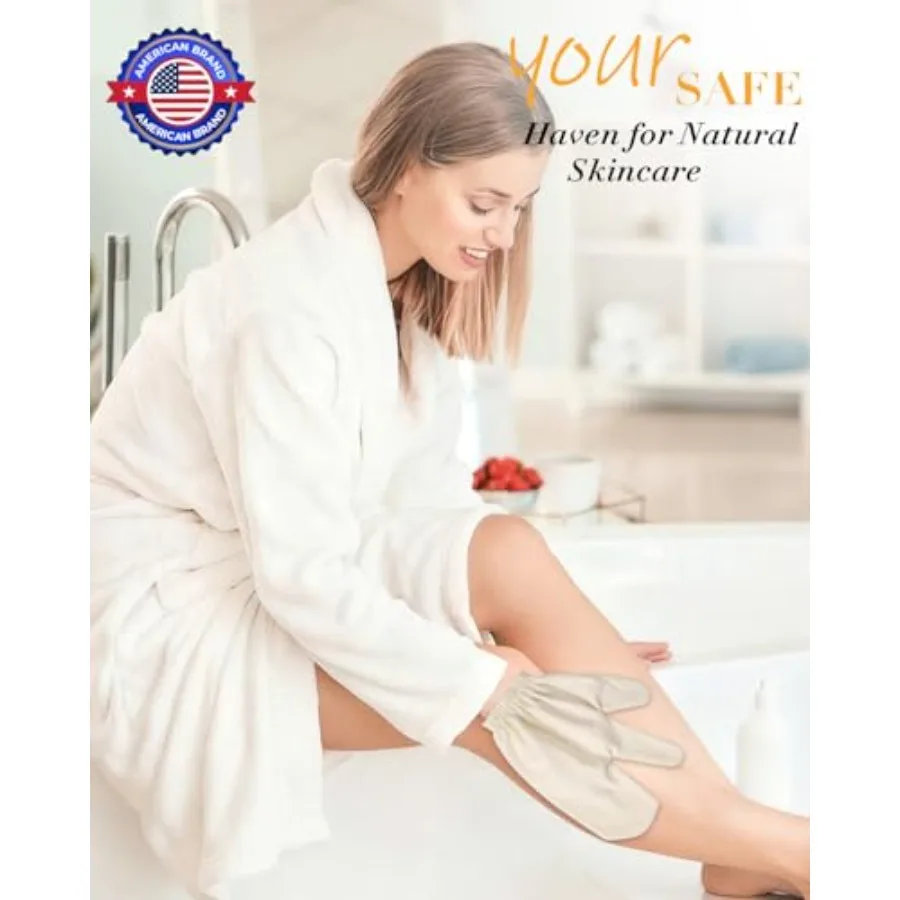 ถุงมือขัดผิวไหมแท้ 4 ชิ้น สำหรับนวดตัวและแปรงแห้งแบบอายุรเวท พร้อมสายรัดข้อมือแบบยืดหยุ่น เหมาะสำหรับสปา อาบน้ำ และส