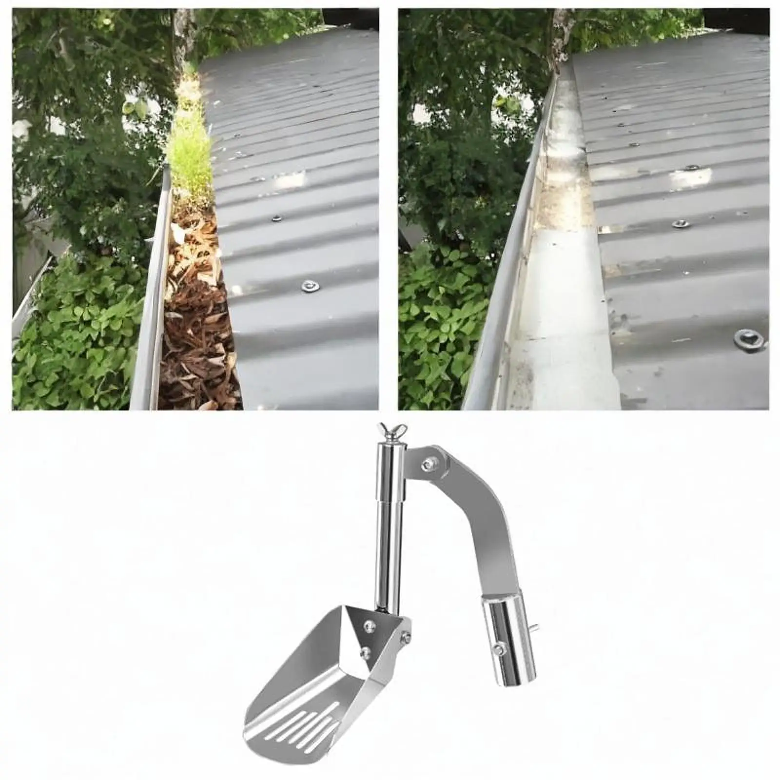 Pelle à gouttière en alliage d'aluminium, outil de nettoyage efficace pour toit, jardin, fosses et gouttières domestiques