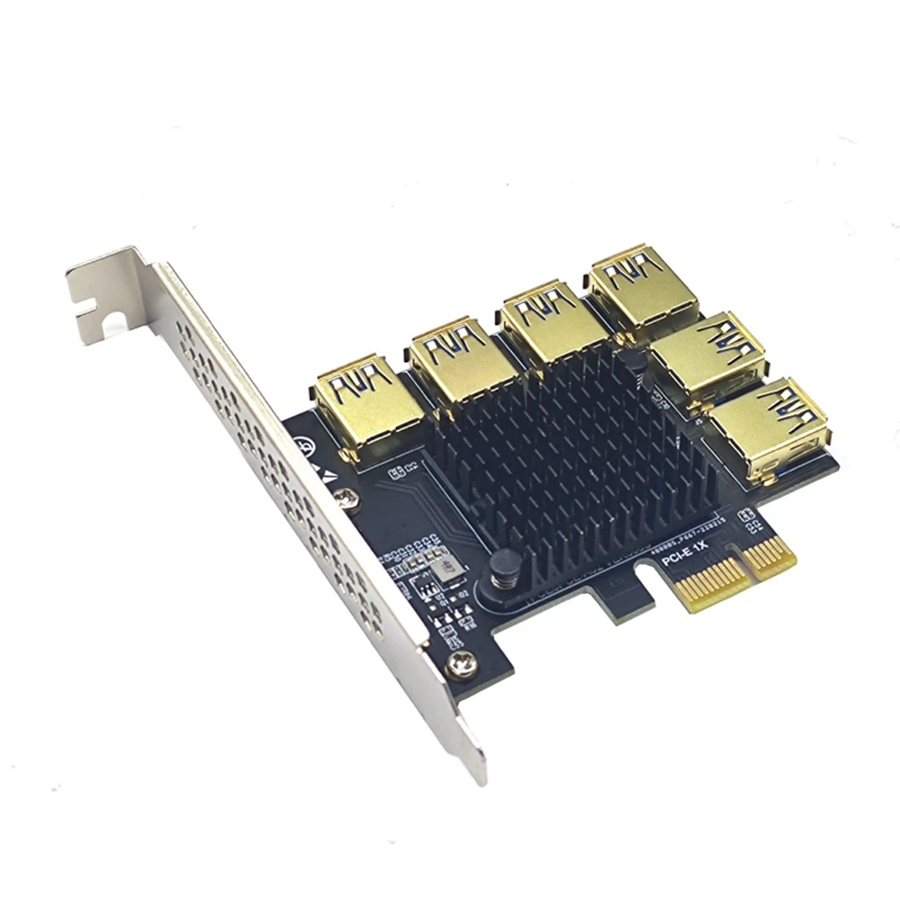 PCI Express Riser Card PCI-E 1X 1 to 6 USB 3.0 Adapter 6 Port Riser