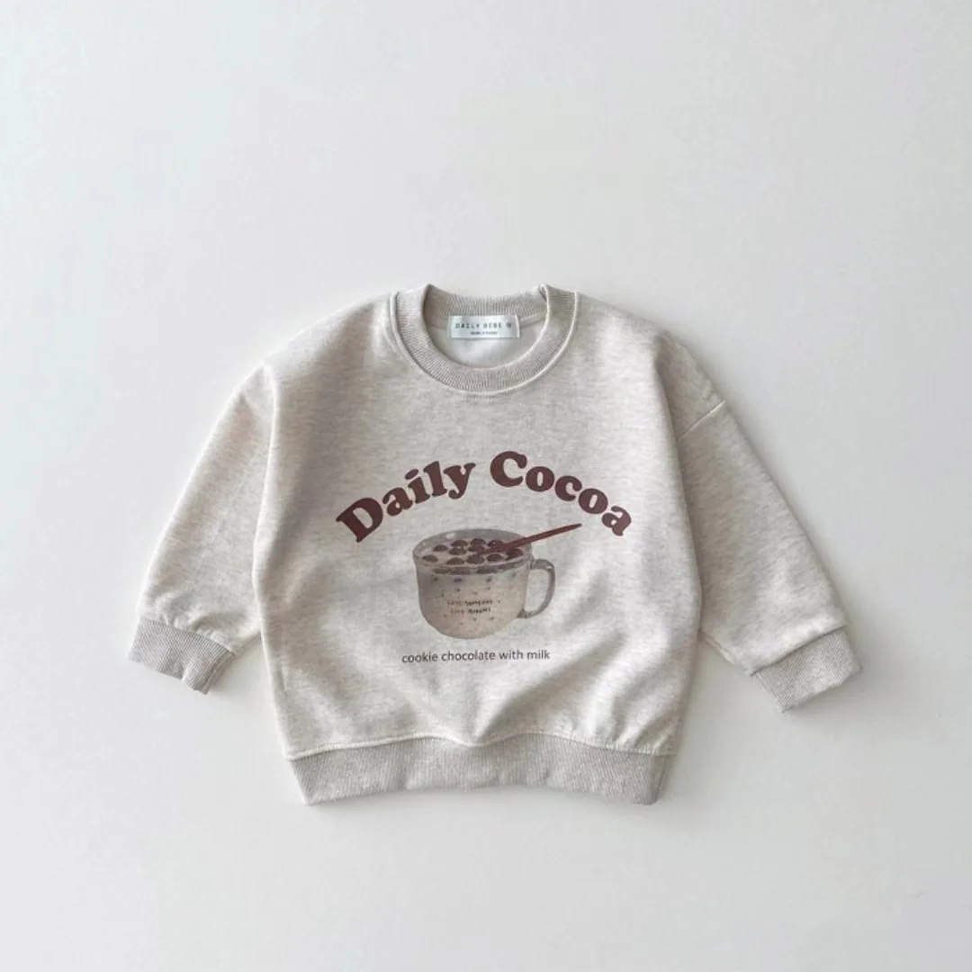 Infant Autumn Loose Cartoon Sweatshirts Baby Girls Fashion Bread Long Sleeves Tops Toddler Boys New All-match Cotton Tees