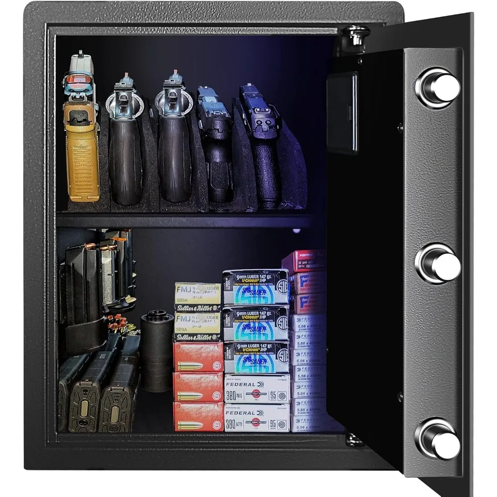 Biometric Home Safe, Fingerprint Gun Safe Lock Box,Money Box for Jewelry Handgun Cash Valuables,Perfect for Home/Office/Hotel, B