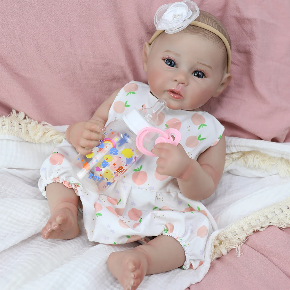 18 inch Full Body Siliconen Vinyl Reborn Baby Raven Wasbare Pop met Handgeschilderd Haar Bebe Reborn Speelgoed Kerstcadeaus voor Meisje