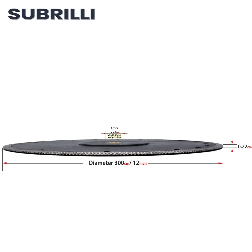 SUBRILLI 300mm Super Thin Diamond Saw Blade 12" Wave Style Diamond Cutting Blade for Stone Porcelain Tile Ceramic Circular Disc