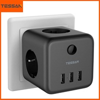 TESSAN EU Plug Multi Outlets Wall Socket Extender with USB, Switch, Tee Socket Powercube Power Adapter Charger for Home Travel