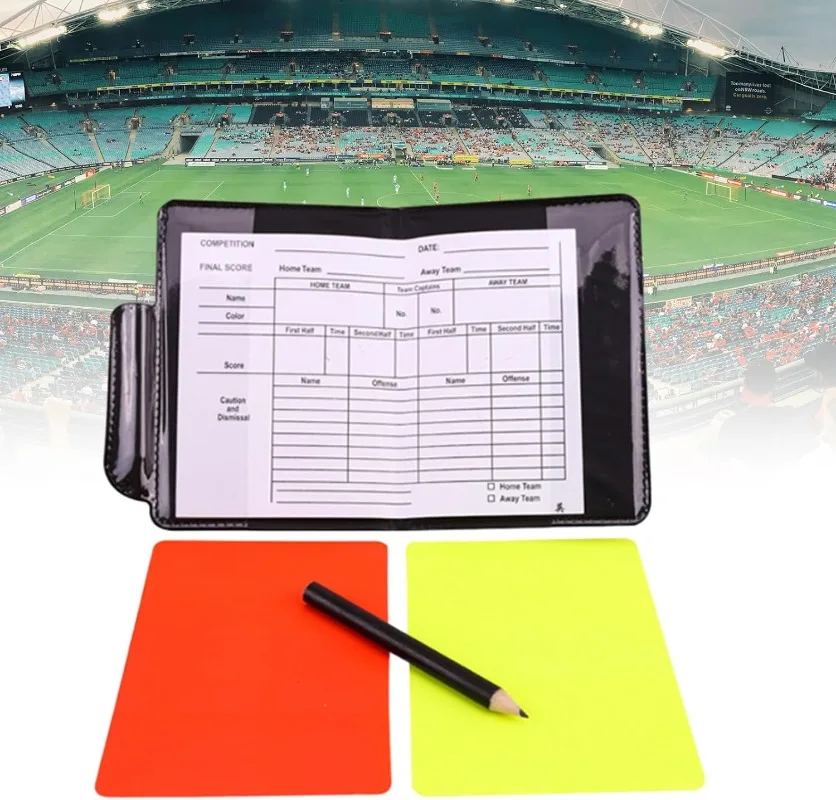 Football Soccer Referee Card Sets Warning Referee Red and Yellow Cards with Wallet Score Sheets Notebook Judge Accessories