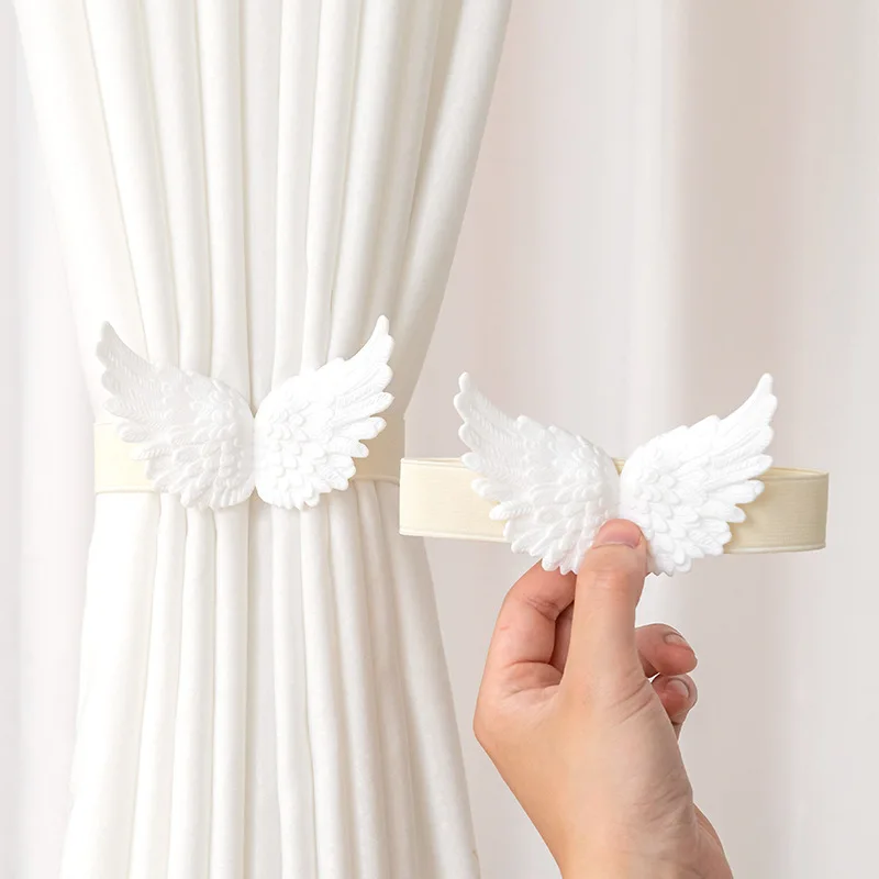 

2PCS.Angel Wing Curtain Tiebacks, Punch-Free Sheer Curtain Holders, Plant Decor Accents, Cute Home Soft Furnishings