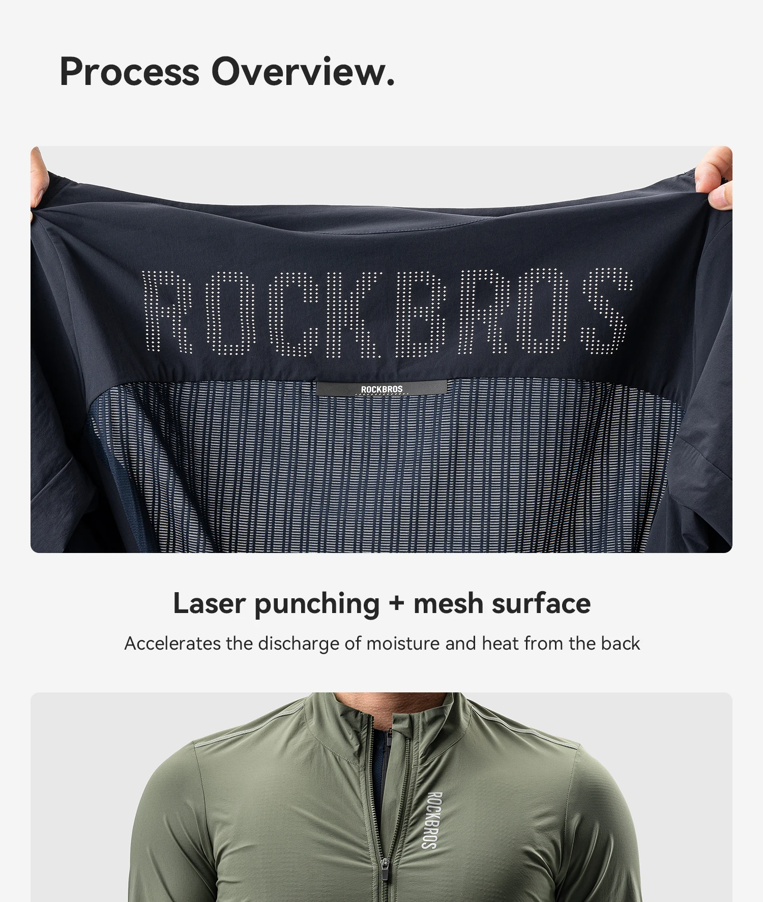 ROCKBROS Fahrradjacke, winddicht, atmungsaktiv, leichte, faltbare Fahrradjacke mit UV-Schutz für Herren und Damen. – Detail 10
