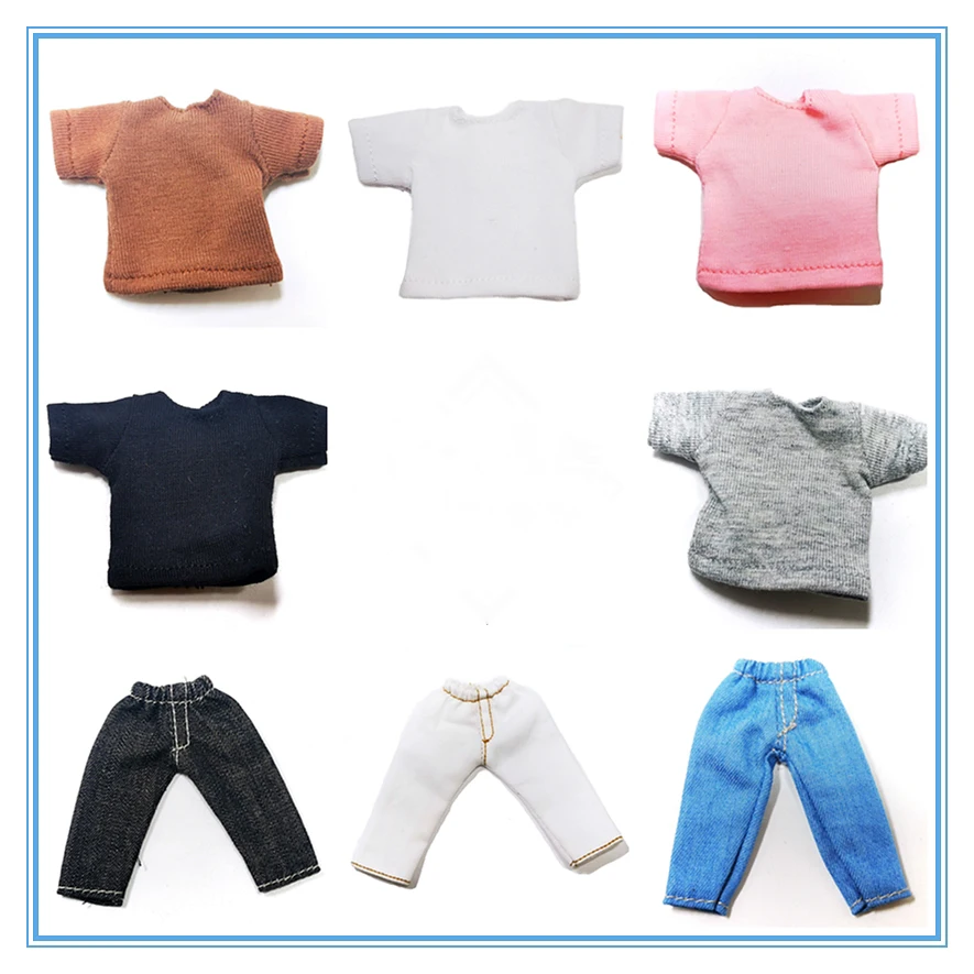 1:18 soldado de manga corta Top Jeans ropa accesorios modelo de juguete DIY ajuste ácido lluvia guerra planeta valle verde figura de 3,75 pulgadas