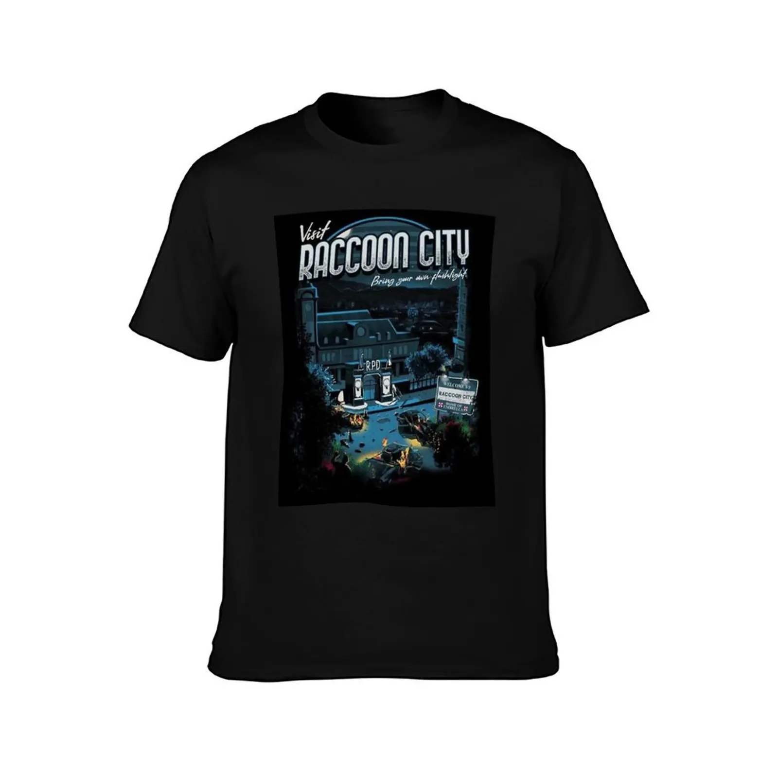 visit Racoon City T-Shirt Big Size Short Sleeve Tee for Men T-Shirt