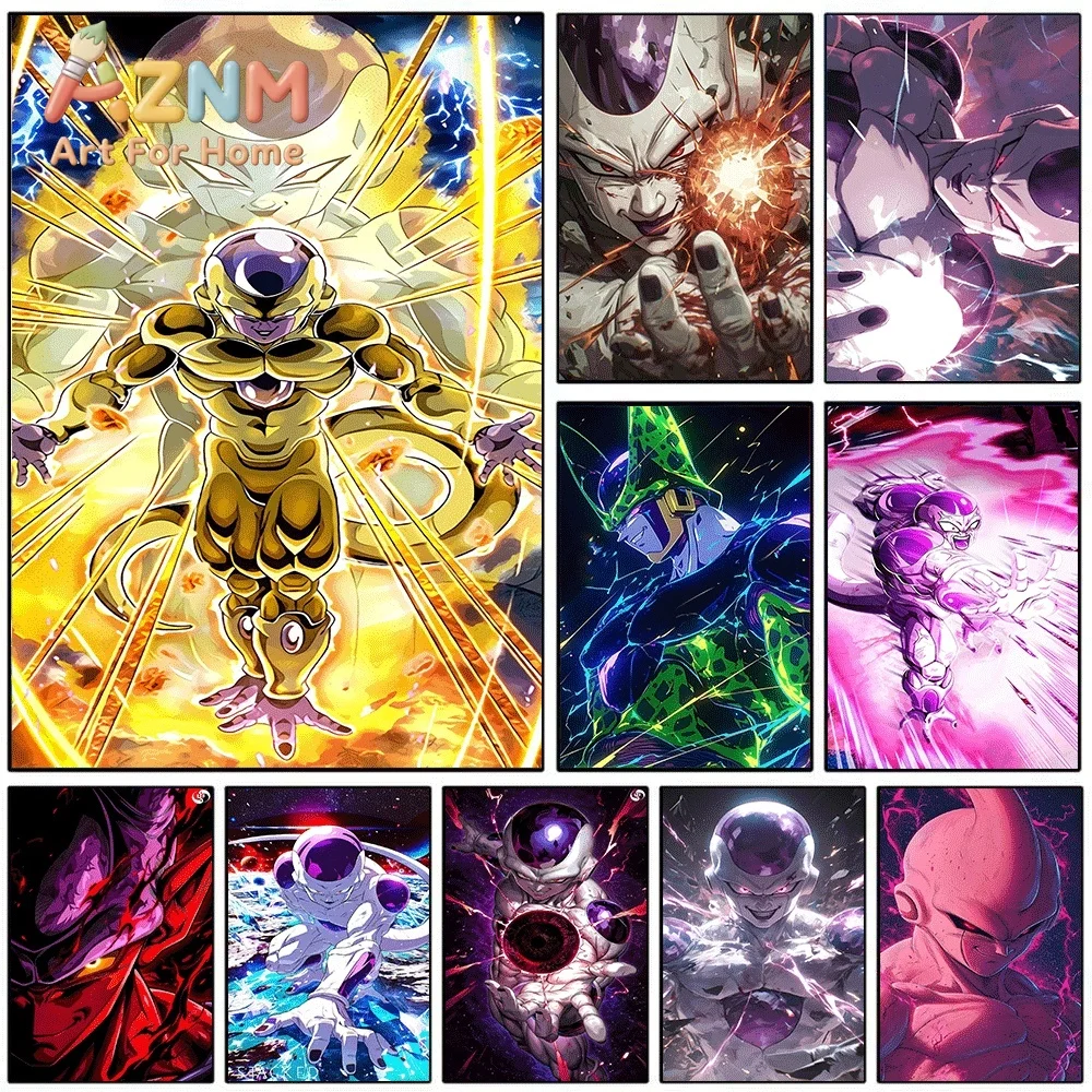Dragon Ball Z Golden Frieza Cell Majin Buu Villain Anime Canvas Wall Art Unframed Single Print Home Decor Poster Bedroom Gift