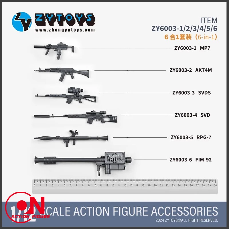 

ZYTOYS ZY6003 масштаб 1/12, набор оружия для оружия из АБС-пластика AK74M SVDS, аксессуары для модели искусственных элементов, подходят для 6 дюймов, экшн-фигурки солдатиков