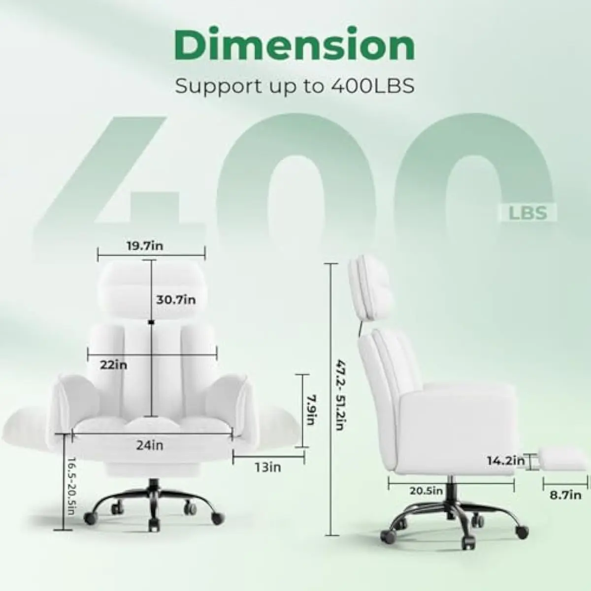 Teddy Fabric Oversized Desk Chair with Adjustable Armrests 0–90° Recline Function Dual-Layer Memory Foam Cushion Tall Backrest W