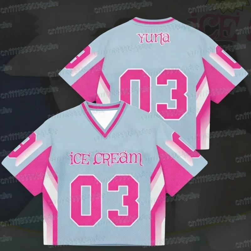 Summer New Fans Yuna ITZY Ice Cream Album Sports Jersey Breathable Soft Short Sleeve T-shirt Tops FamilyMatching