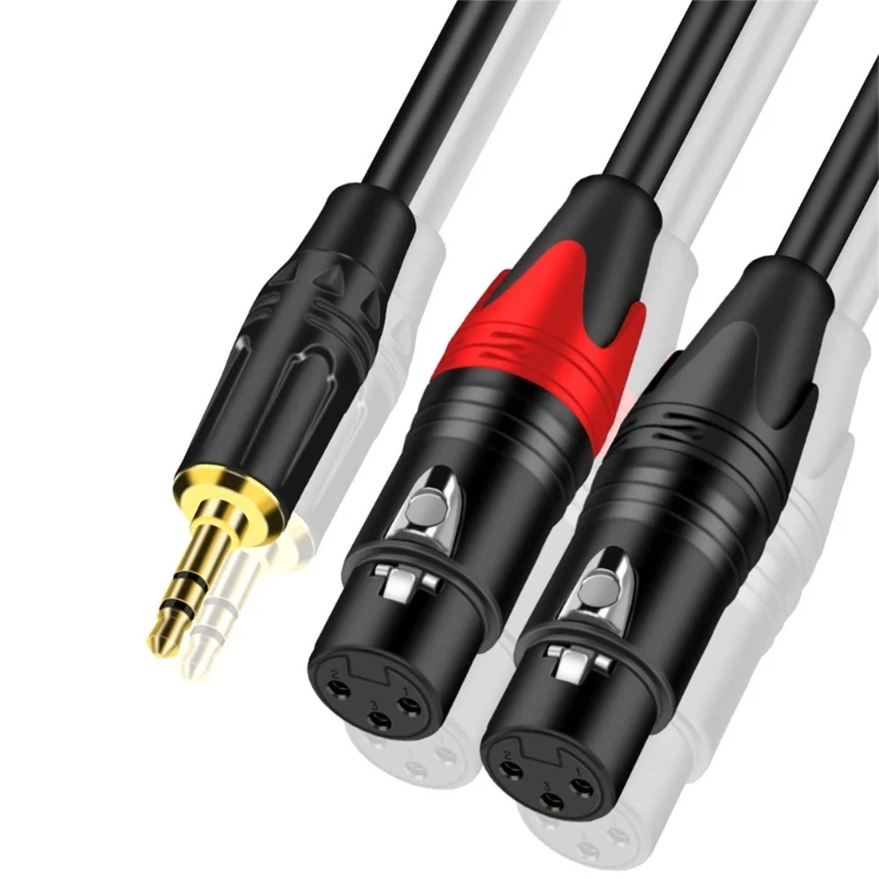 Cabo aux 3.5mm para xlr duplo fêmea 1/8 Polegada para plugue xlr duplo y-divisor xlr para 3.5mm cabo adaptador de áudio para misturadores de alto-falantes