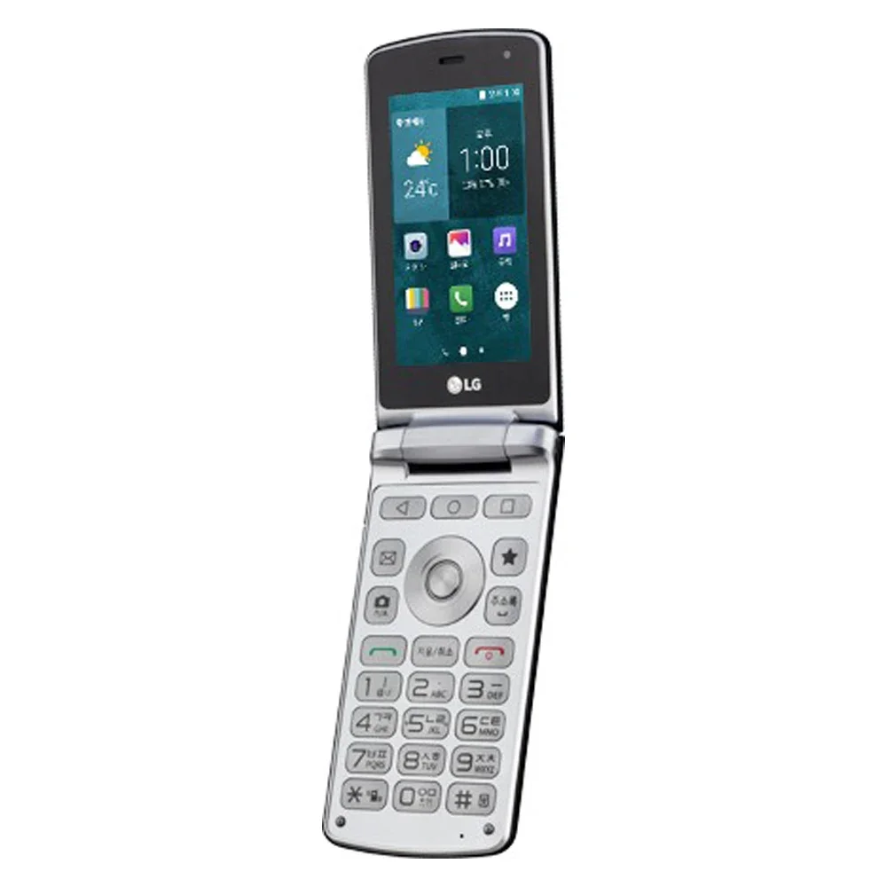 정품 LG 스마트 폴더 언락 휴대폰, 4G LTE, LG X100, 3.3 인치, 2GB RAM, 16GB ROM, 4.9MP 카메라, FM 라디오, 안드로이드 스마트폰