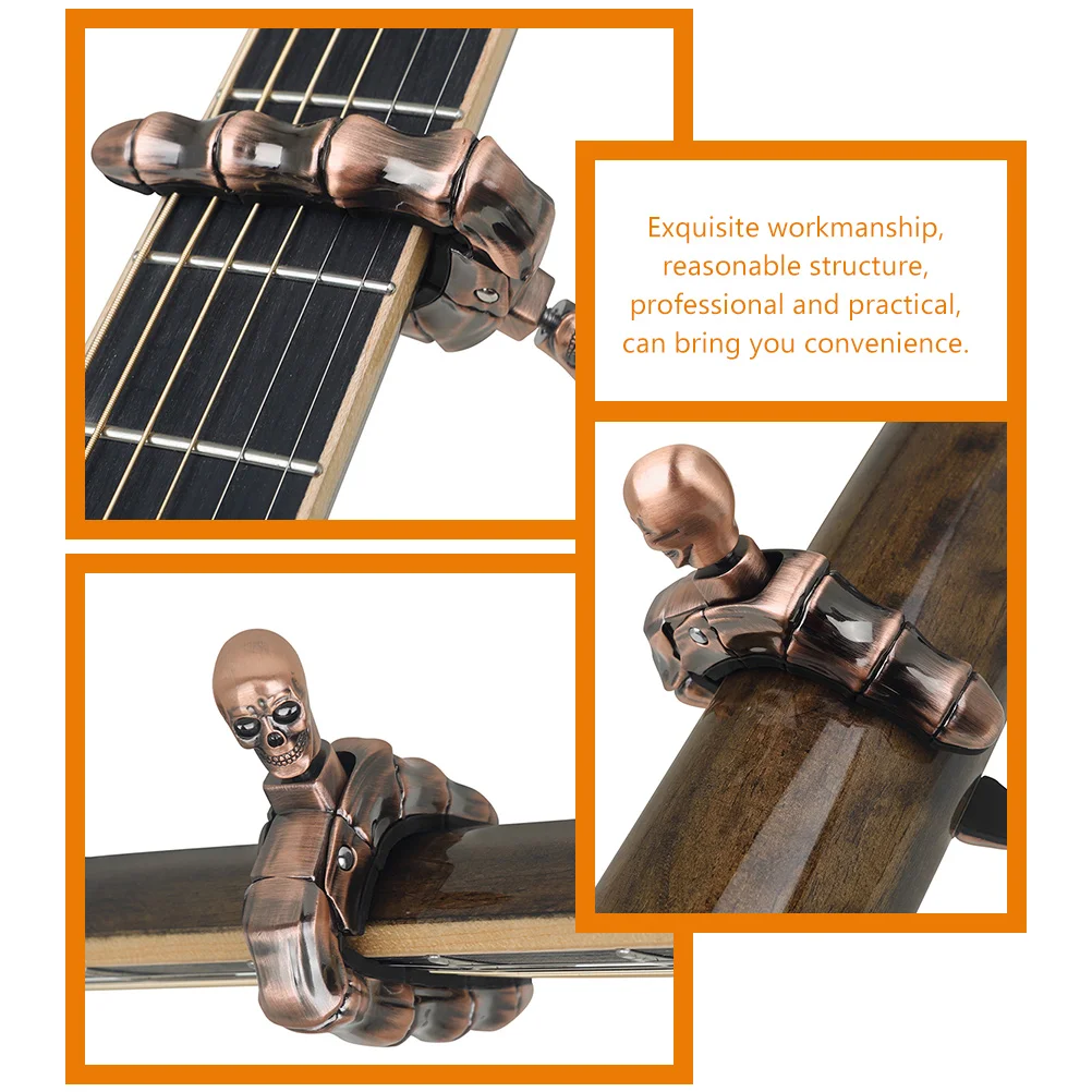 

Skull Ghost Finger Guitar Ukulele Capo silver Color zinc Alloy Durable Lightweight Non Slip Padding Acoustic Instrument Tuner