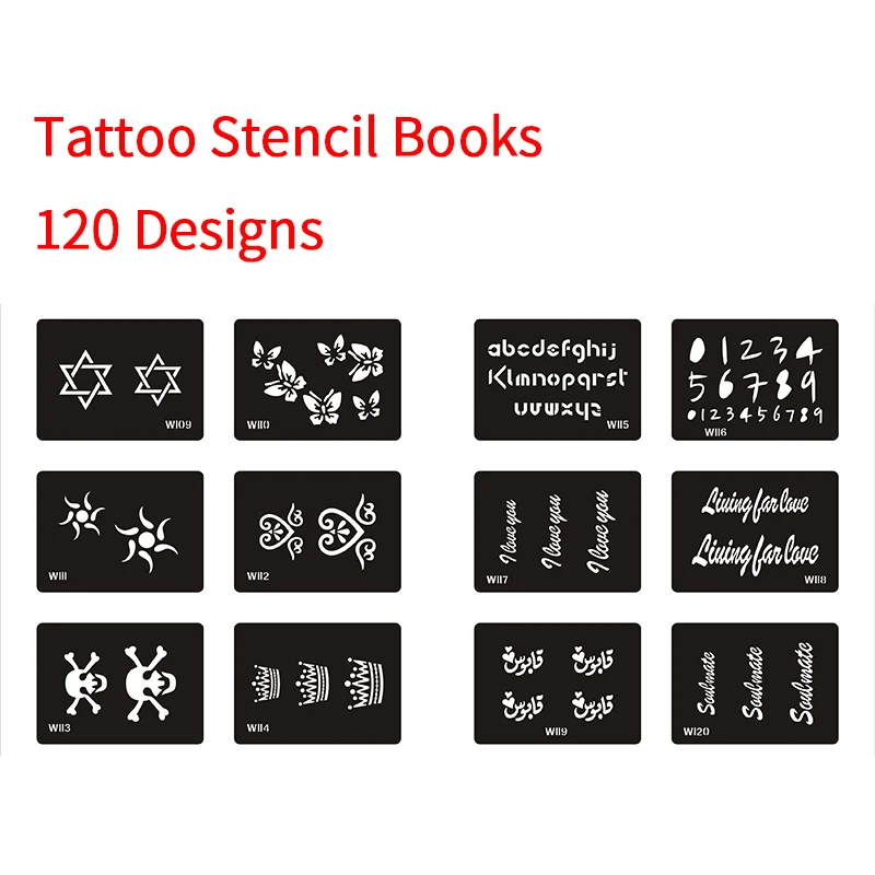 120 Designs Temporary Glitter Tattoo Stencils Book Airbursh Template For Flash Body Art Paint With  Mixed Designs Free Shipping