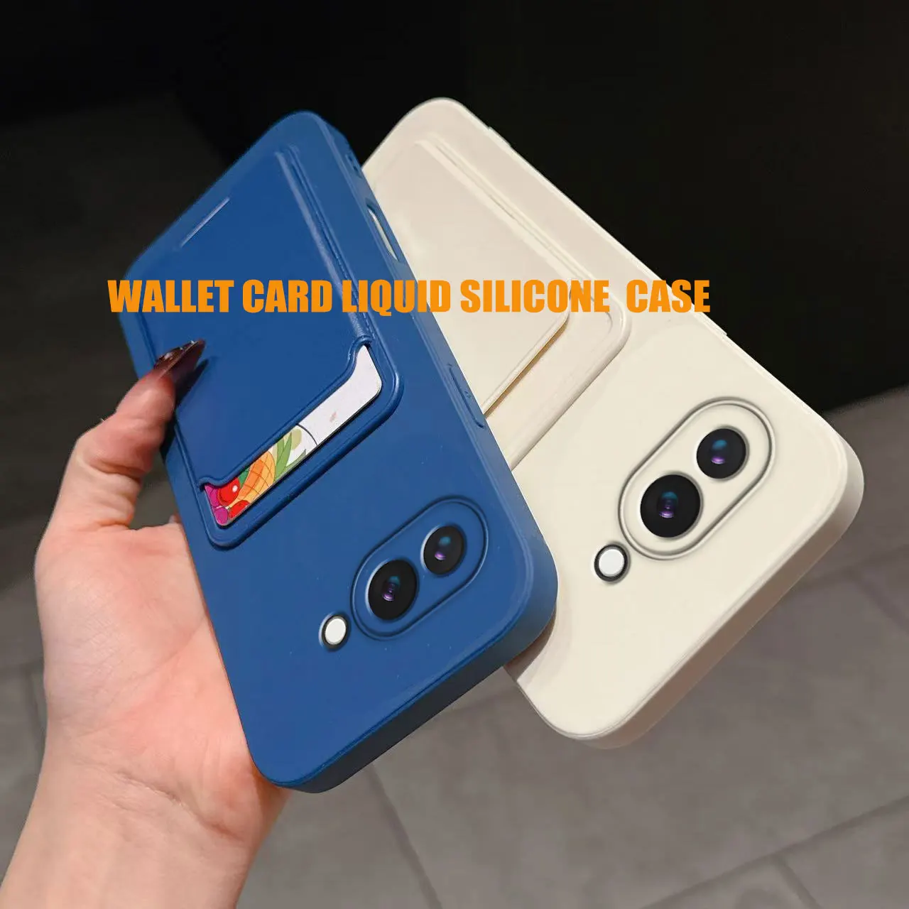 Casing untuk Google Pixel 9a Tempat Kartu Silikon Cair Penutup Kulit Ponsel Lembut Pixel 9 Pro XL Dompet Saku Belakang Tahan Benturan Funda
