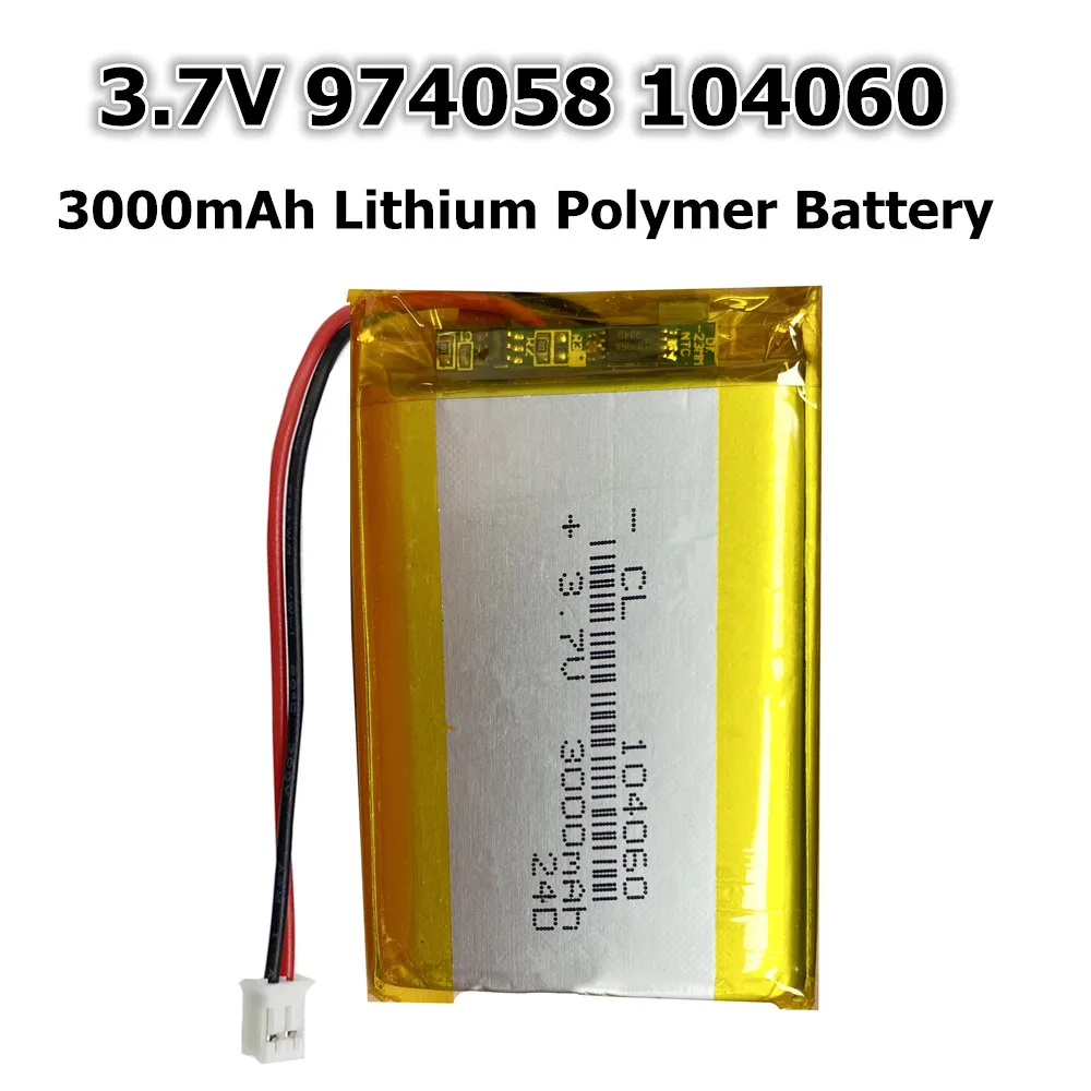 974058 104060   3000mAh Lipo Cell 3.7V แบตเตอรี่ลิเธียมโพลิเมอร์ PH2.0 2P สําหรับนวด GPS Navigator Aeromodelling ชาร์จ