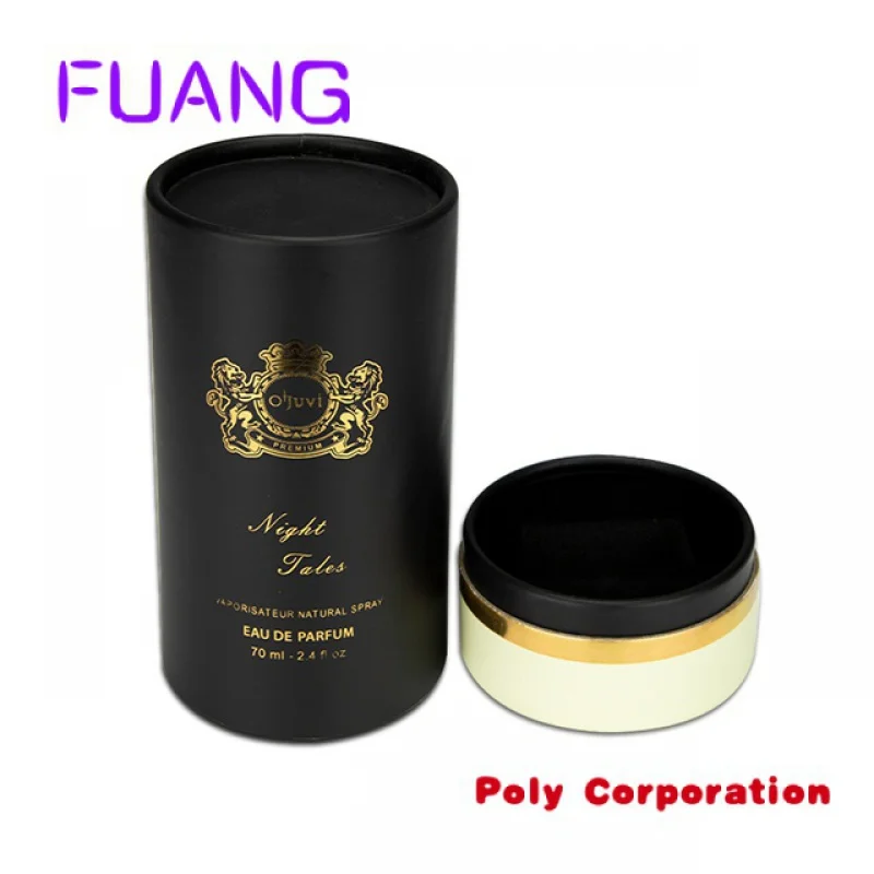 Custom  Custom Black Cylinder Cardboard Box for Luxury Perfume Bottles Matt Lamination Round Box with Insepacking box for small