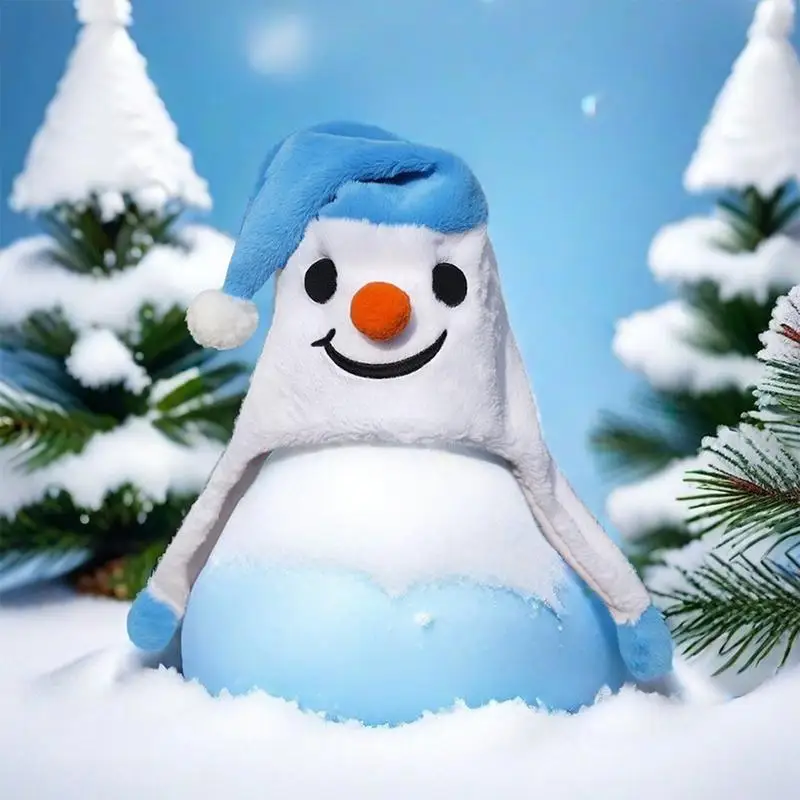 Novo chapéu de natal forma de boneco de neve chapéus de pelúcia macio novidade chapéu de cordão ajustável para festas de férias reuniões de família