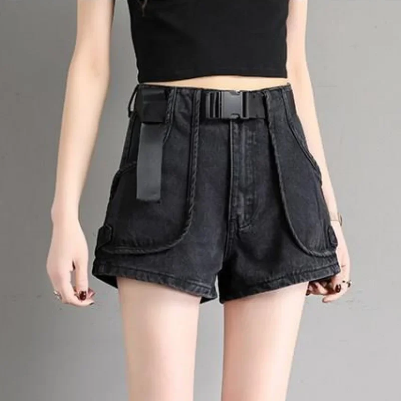 

Women's Shorts Punk Short Pants for Woman To Wear Cargo Biker Jeans with Belt Denim Y2k Harajuku Low Price Outfits Outdoor Cheap