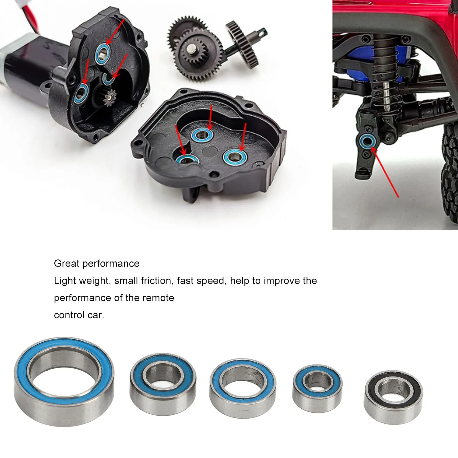 RC Bearing Kit Stainless Steel Ball Bearings Accessories for Traxxas TRX4M 1/18 RC Crawler Car Upgrade Parts RC Bearings