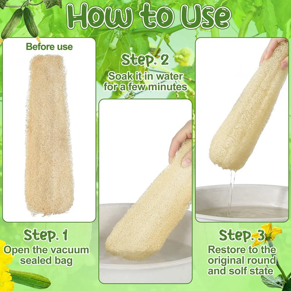 【Berserkk】 Paquet de 6 éponges de Loofah naturelles biodégradables Luffa nettoyage pour la vaisselle de cuisine épurateur corporel pour hommes femmes adultes SPA Be