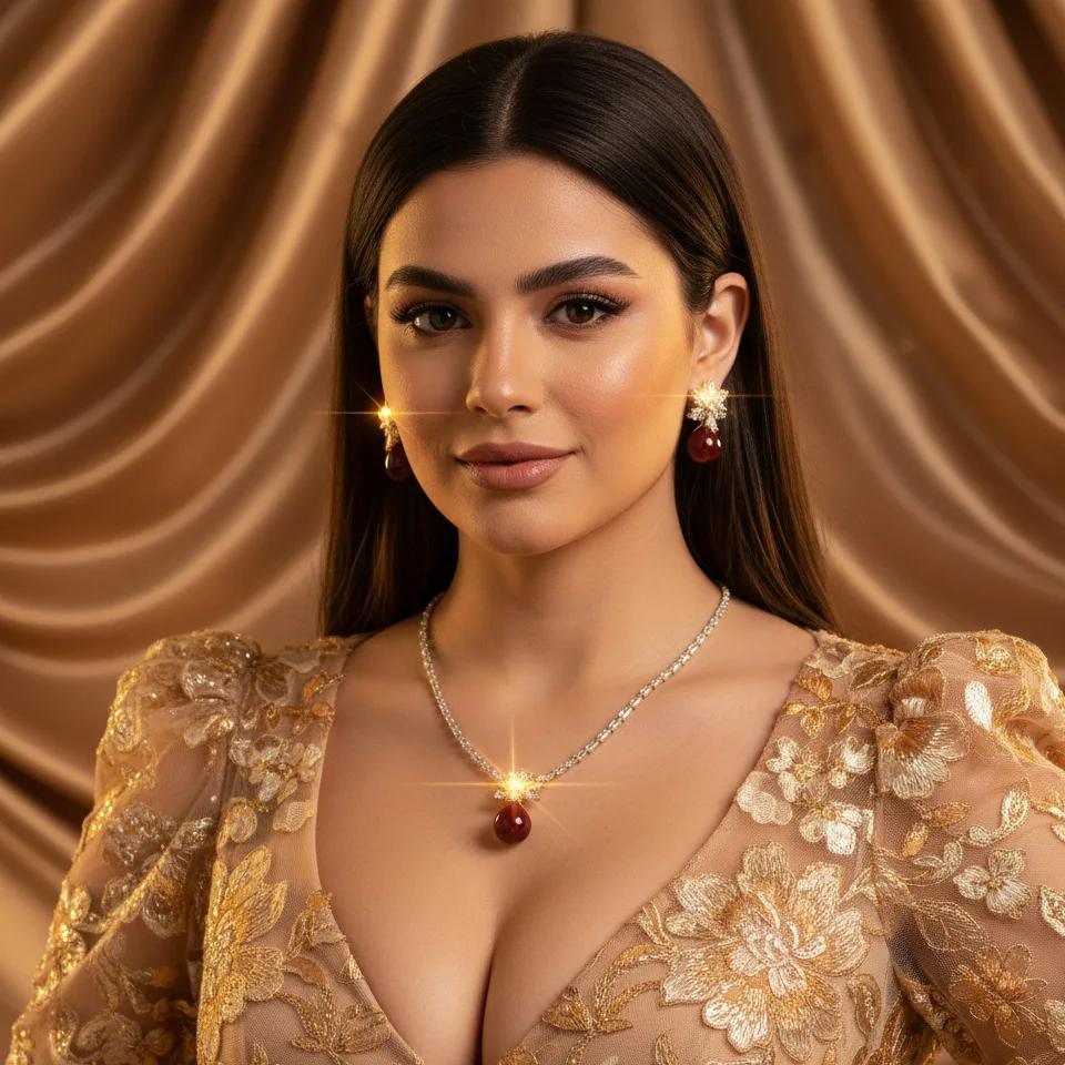 

Cross border versatile niche high-end snowflake zircon pearl earrings necklace jewelry set temperament light luxury earrings for