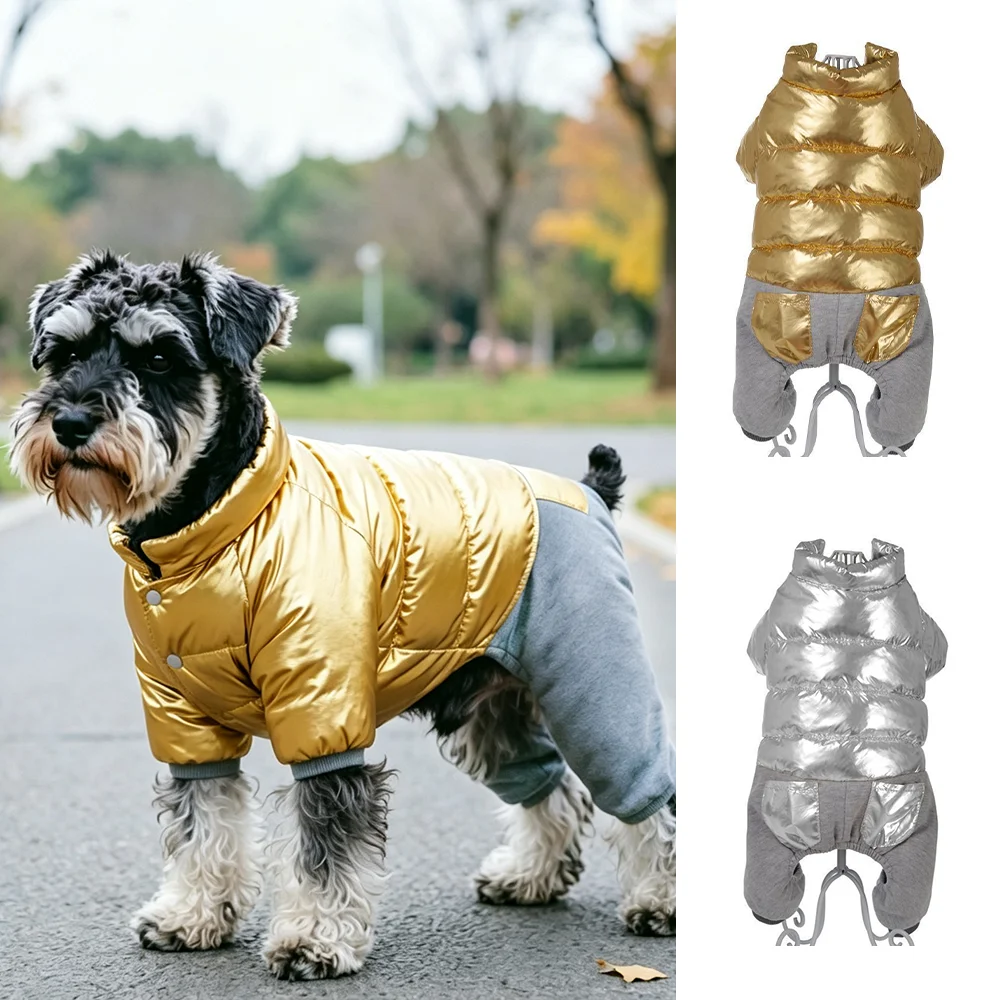 Winterwarme Hundejacke, modische Haustierjacke mit vier Beinen für kleine und mittelgroße Hunde und Katzen, winddichtes Welpen-Schnauzer-Chihuahua-Kostüm