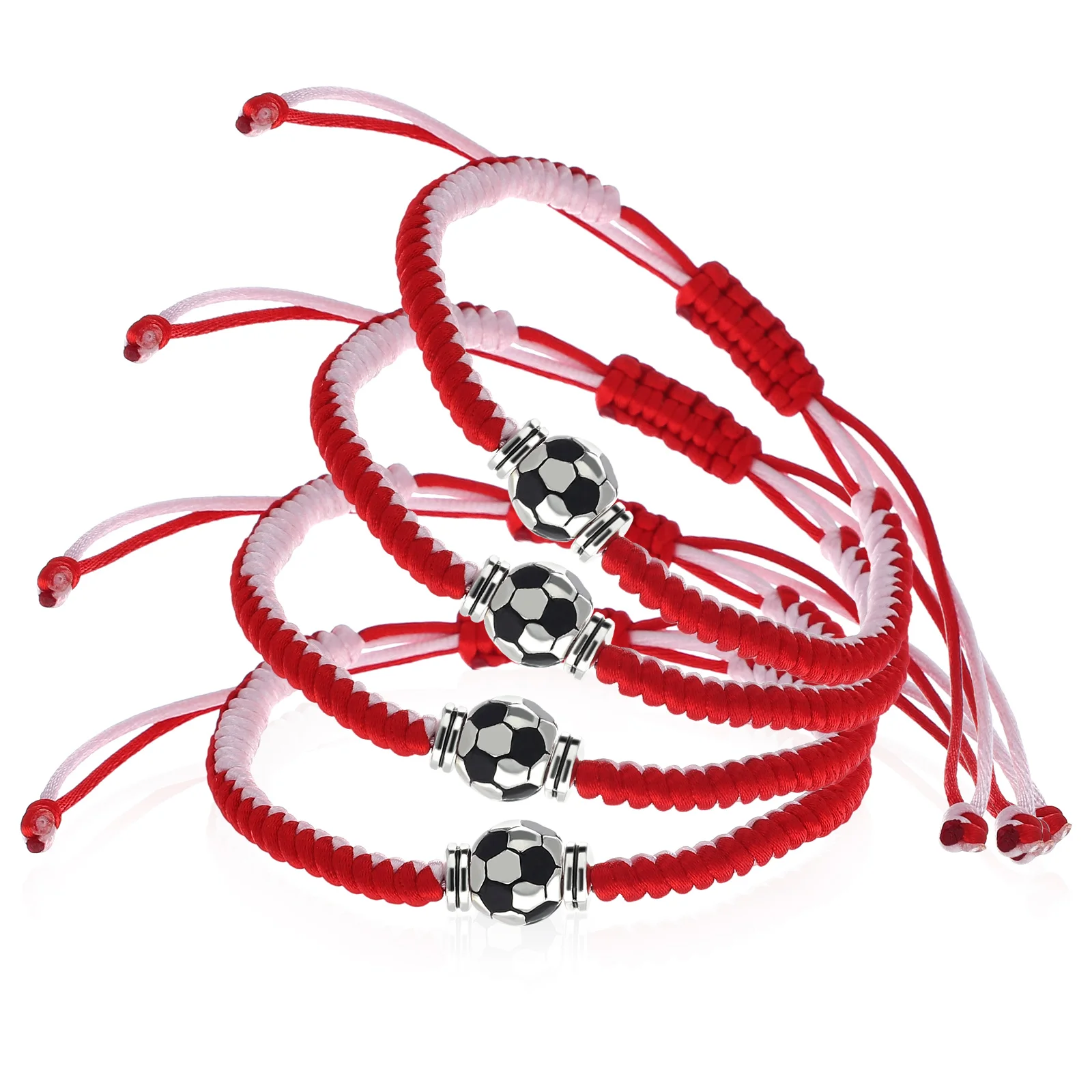 

4 Pcs Braided Soccer Bracelets Woven Fabric Bracelets for Boys Girls Sports Ball Wristbands Adjustable Durable Jewelry